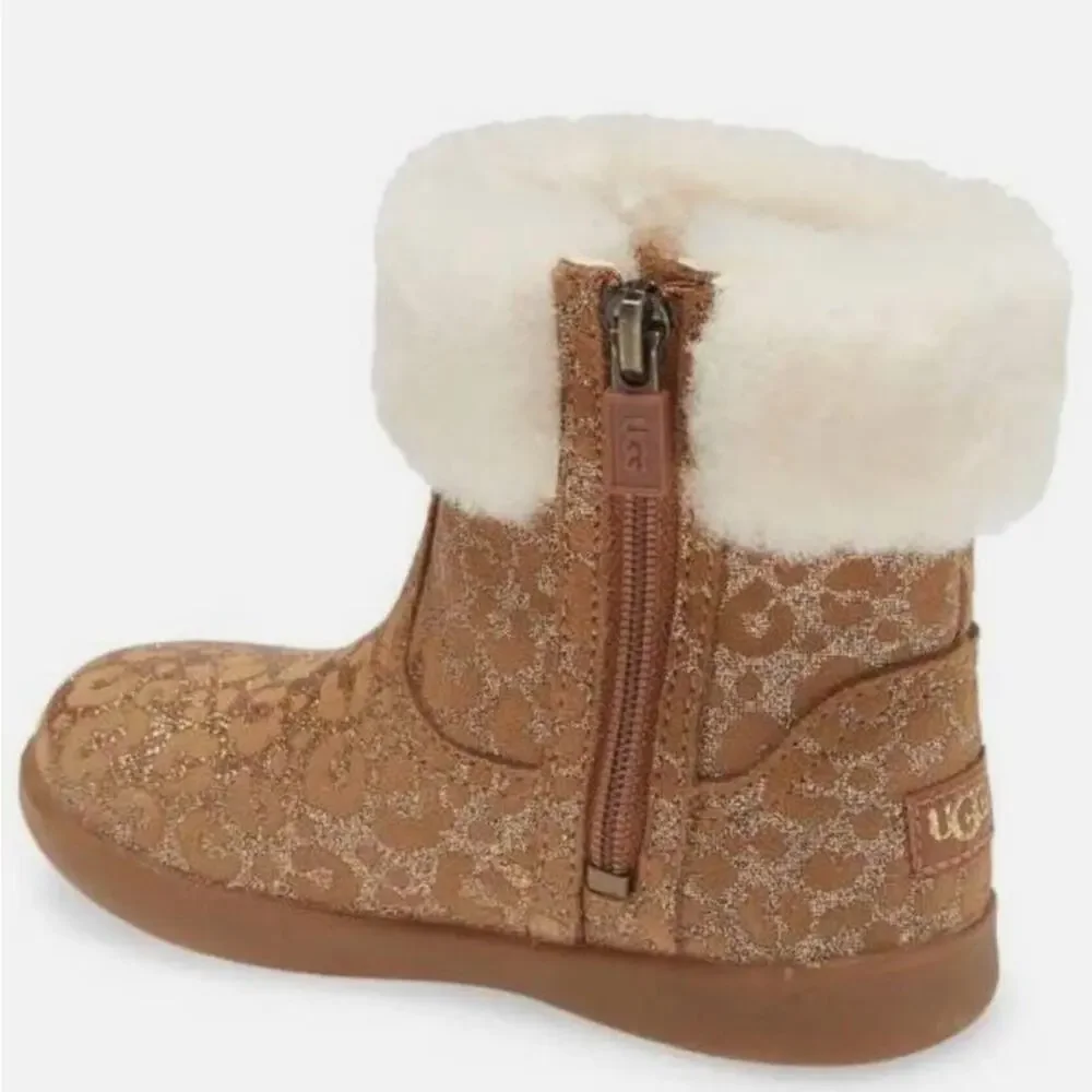 Ugg Baby Jorie II Glitter Leopard Booties Size 0/1
